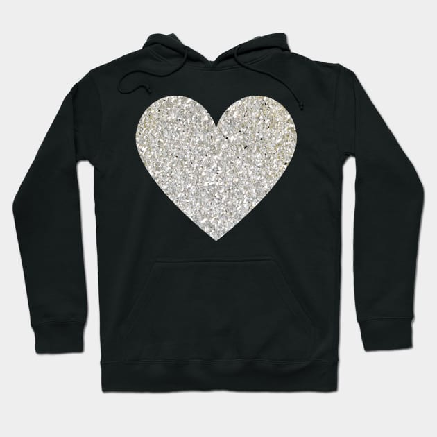 Silver Faux Glitter Heart Hoodie by Felicity-K